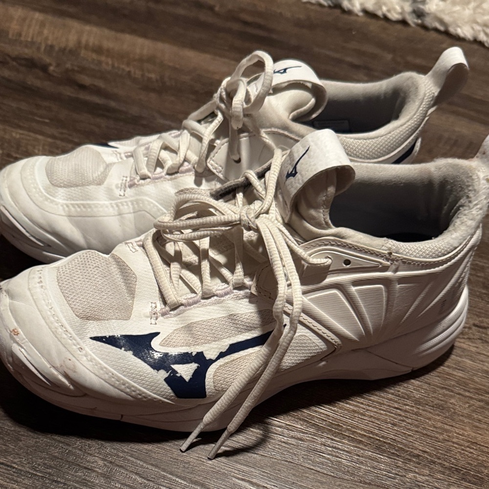 White and Blue volleyball shoes